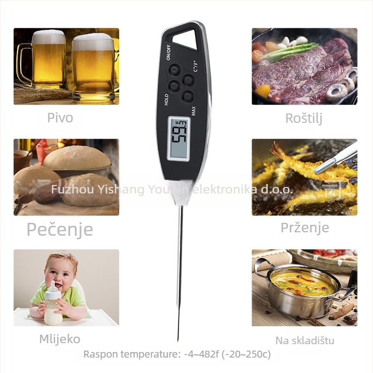 Termometar za hranu – Yishang Superior Products; rezolucija temperature ±0,1 °C; prilagodljivo procesiranje; pakiranje 100 kom