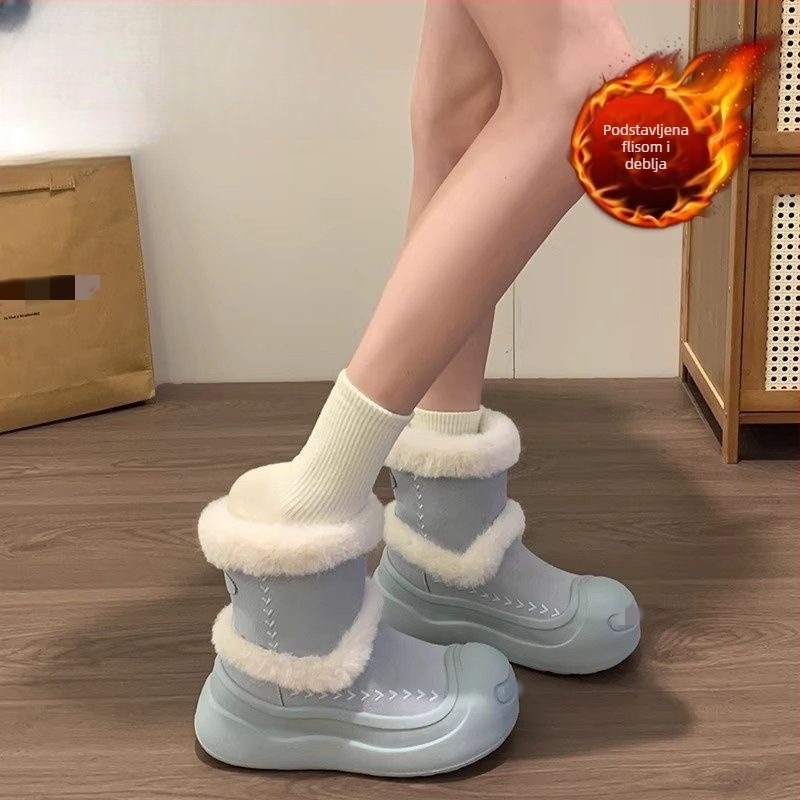 Ženske zimske čizme do sredine potkoljenice s plišnom podstavom, gumom na potplatu, PU gornji dio, protuklizne