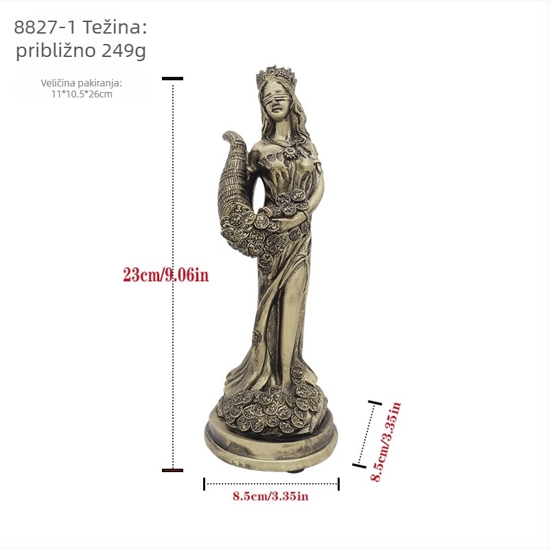 Dekorativna statua – Grčka boginja bogatstva, od smole; idealan dar za ured