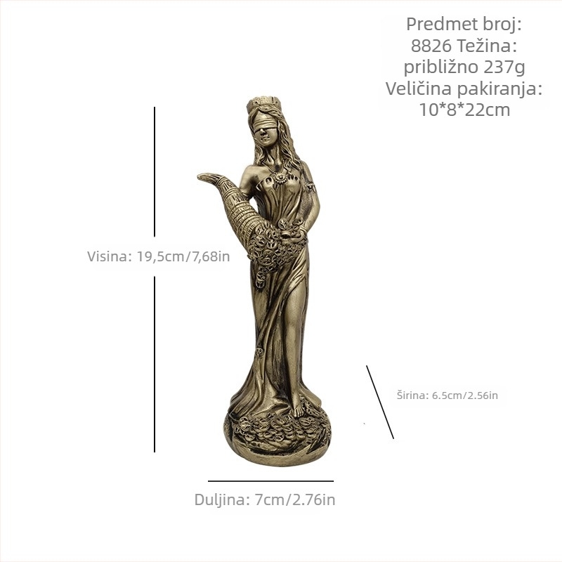 Dekorativna statua – Grčka boginja bogatstva, od smole; idealan dar za ured