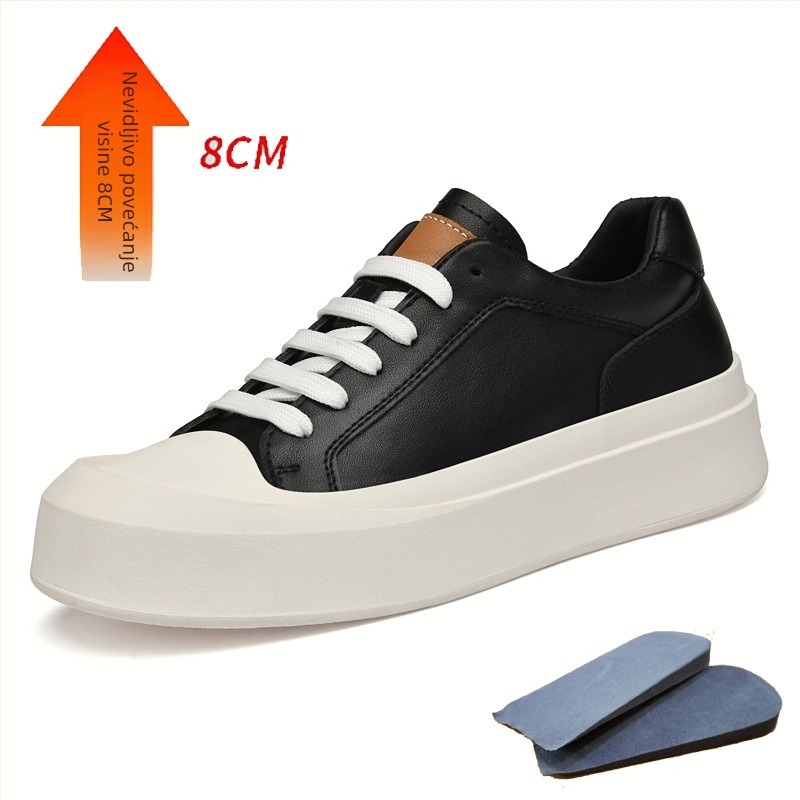 Muške tenisice s 6 cm povećanjem visine, zaobljeni vrh, gornji dio od druge kože, gumena potplat, EVA ulošak