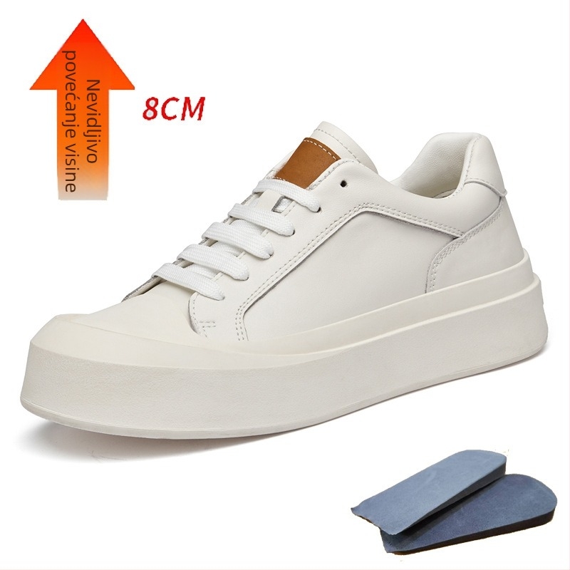 Muške tenisice s 6 cm povećanjem visine, zaobljeni vrh, gornji dio od druge kože, gumena potplat, EVA ulošak