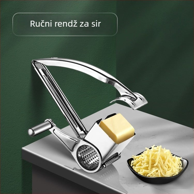 Ručni rotirajući ribež za sir od 430 nehrđajućeg čelika, moderni minimalistički dizajn, za sir i mrvice čokolade.