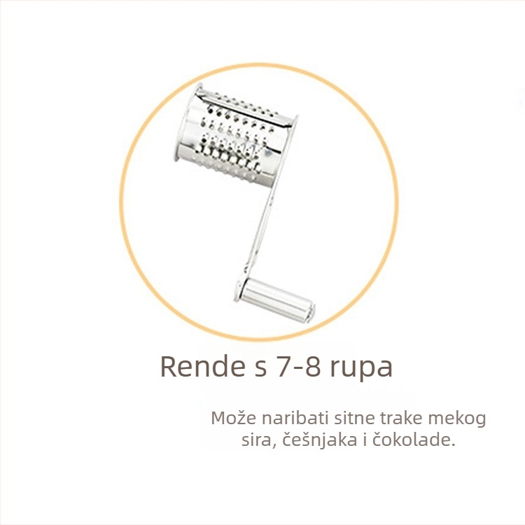 Ručni rotirajući ribež za sir od 430 nehrđajućeg čelika, moderni minimalistički dizajn, za sir i mrvice čokolade.