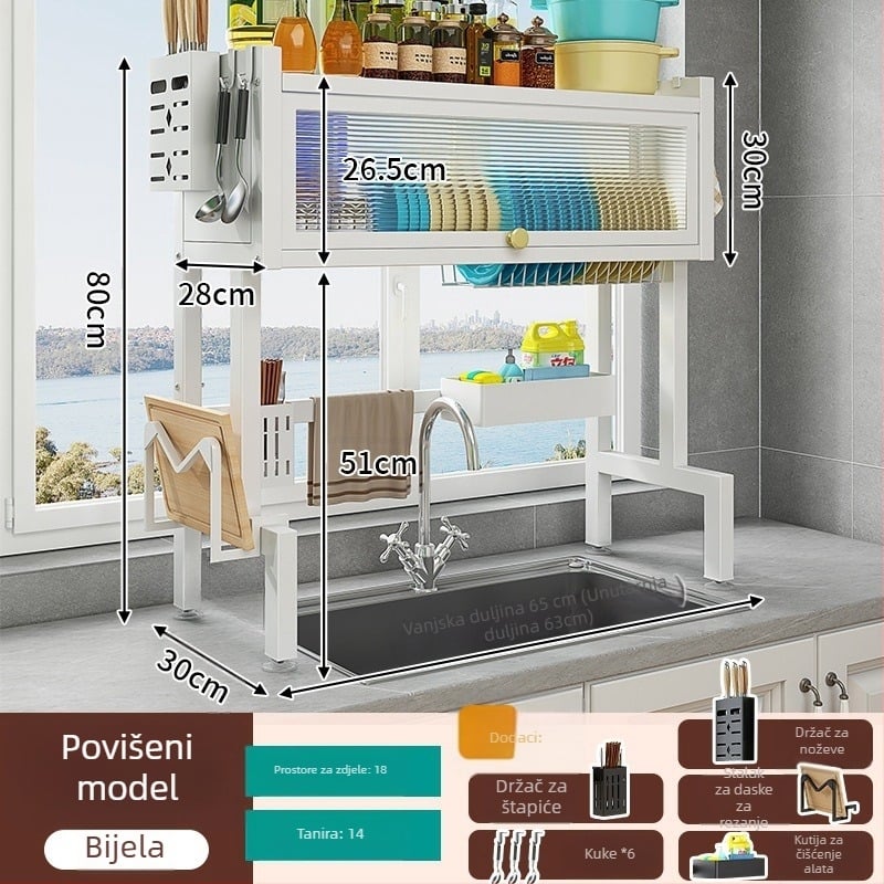 Višenamjenski stalak za sudoperu, od željezne legure, prilagodljiv s otiskom logotipa, lansiran 2024.
