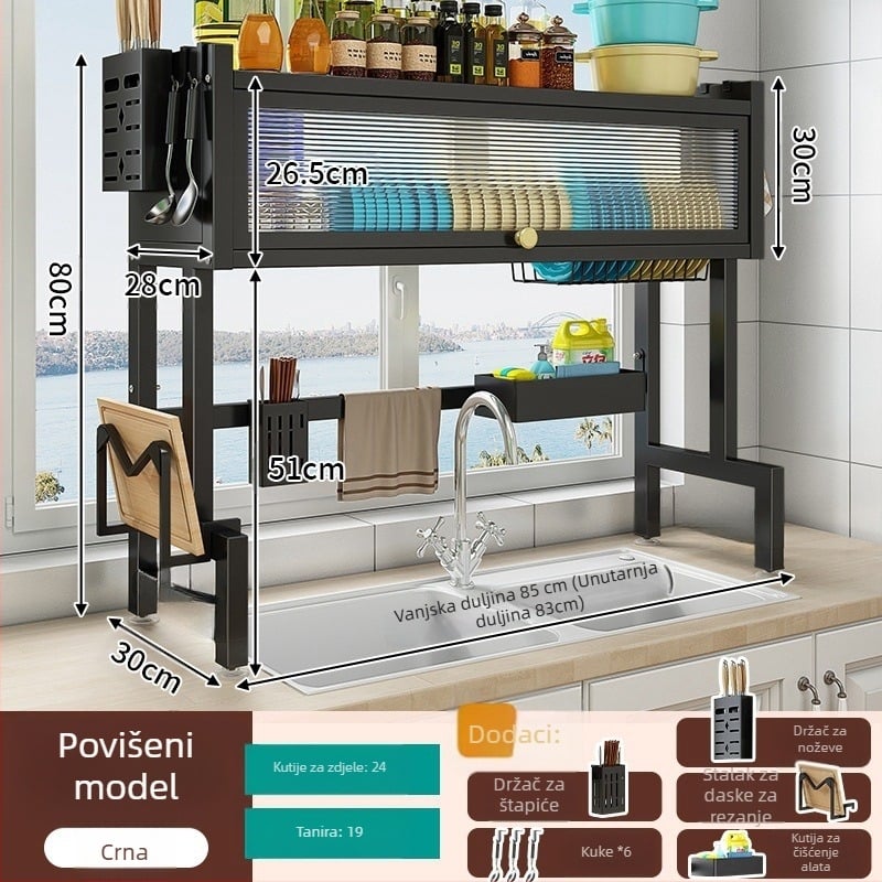 Višenamjenski stalak za sudoperu, od željezne legure, prilagodljiv s otiskom logotipa, lansiran 2024.