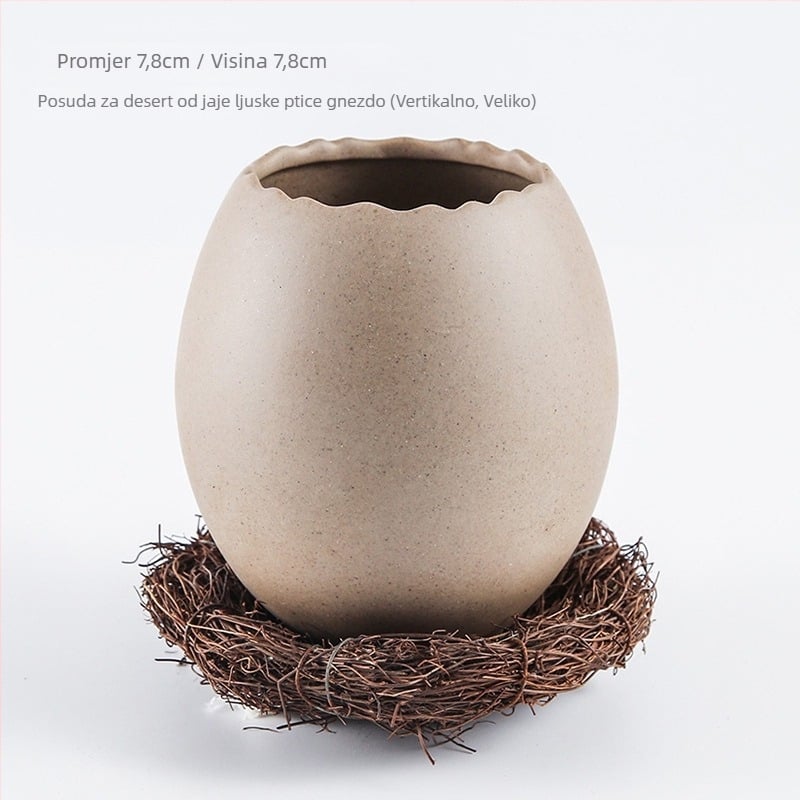 Porcelanska posuda za desert s dizajnom noja u obliku jaja, nije prikladna za mikrovalnu