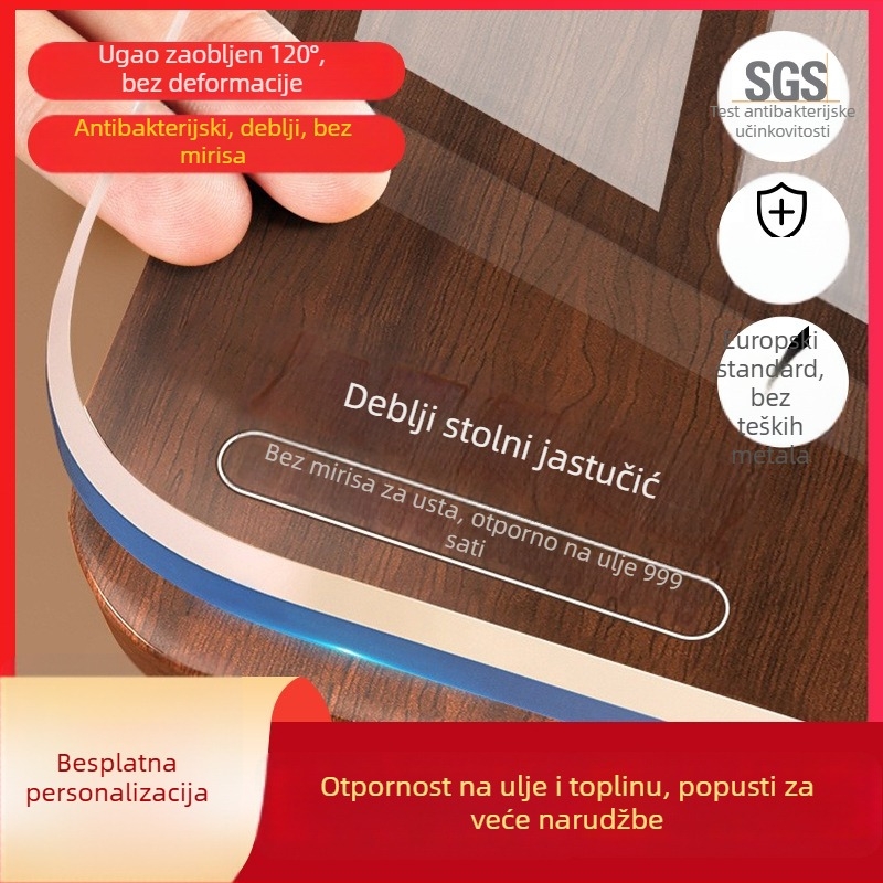Prozirna PVC podloga za stol, pravokutna, debljina 0.7–2.5 mm, protuklizna i toplinsko izolacijska, za hotelsku upotrebu