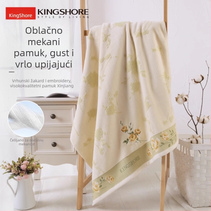 Kingshore Zlati broj kupanje ručnik od 100% pamuka, Klasa A, vez rezanim velurom, Debeli
