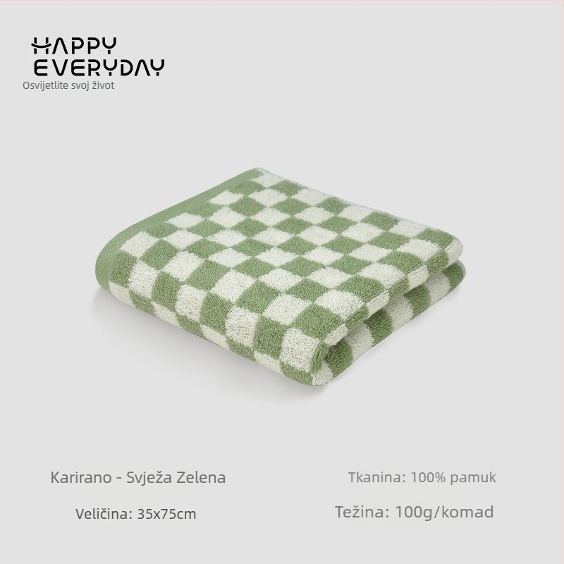 Ručnik za lice s kariranim uzorkom, od čistog pamuka, Jacquard tkanina, težina 80–100 g