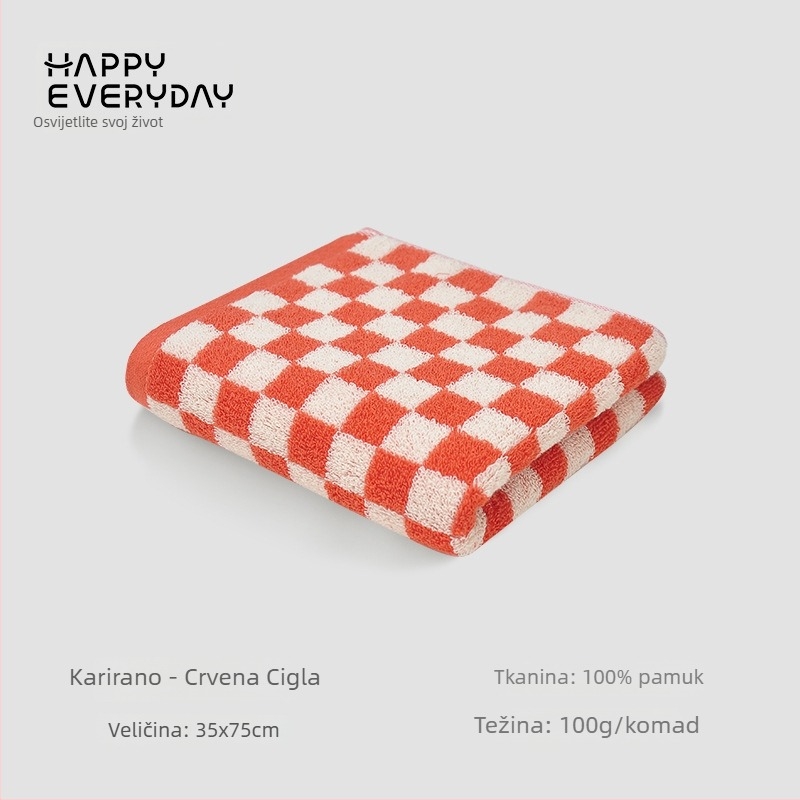 Ručnik za lice s kariranim uzorkom, od čistog pamuka, Jacquard tkanina, težina 80–100 g