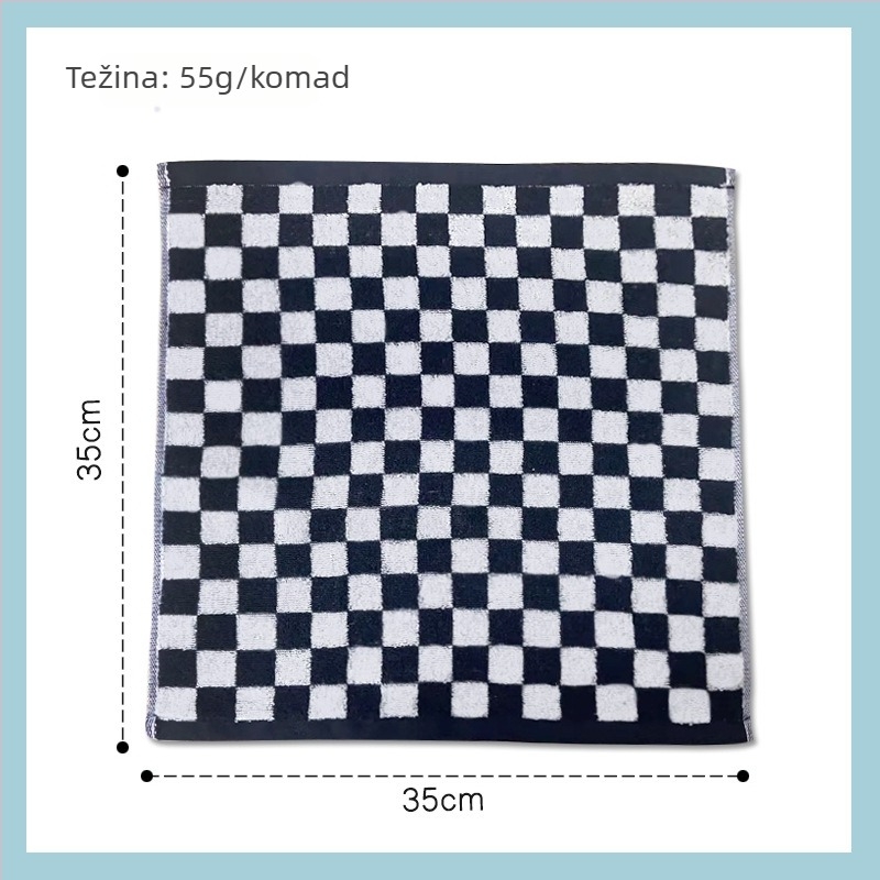 Ručnik za lice s kariranim uzorkom, od čistog pamuka, Jacquard tkanina, težina 80–100 g