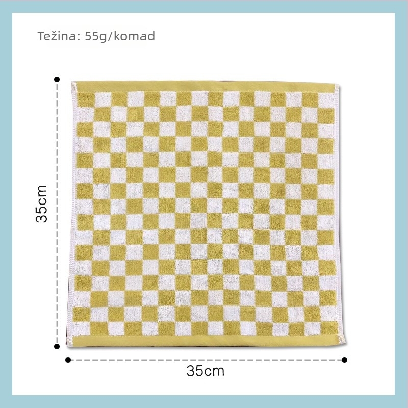 Ručnik za lice s kariranim uzorkom, od čistog pamuka, Jacquard tkanina, težina 80–100 g