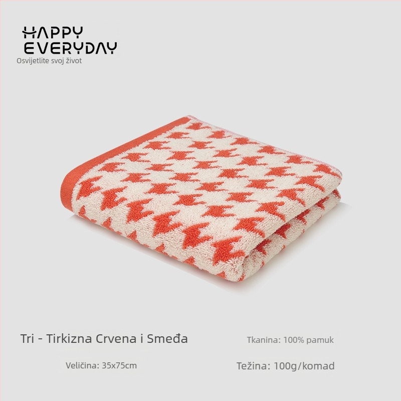 Ručnik za lice s kariranim uzorkom, od čistog pamuka, Jacquard tkanina, težina 80–100 g