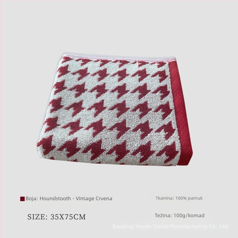 Ručnik za lice s kariranim uzorkom, od čistog pamuka, Jacquard tkanina, težina 80–100 g