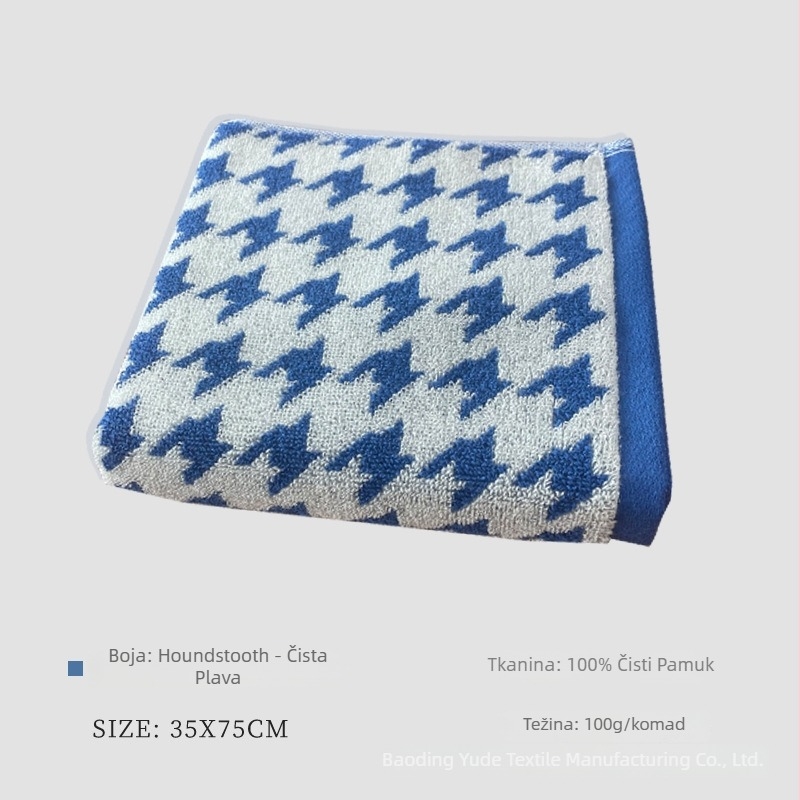 Ručnik za lice s kariranim uzorkom, od čistog pamuka, Jacquard tkanina, težina 80–100 g