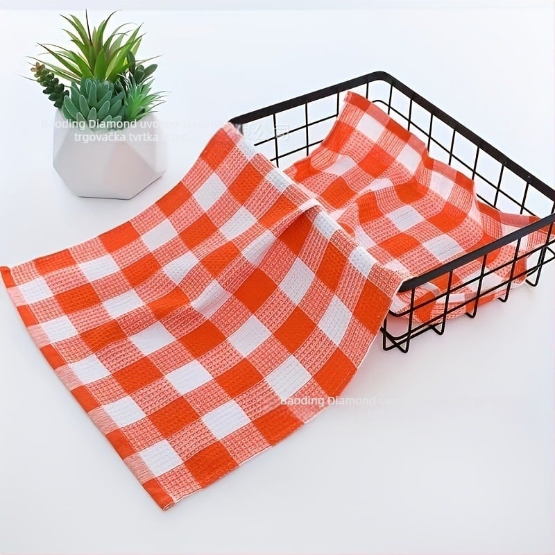 Kuhinjske krpe od 100% pamuka, karirani waffle uzorak, apsorbirajuće za sušenje lonaca i zdjela
