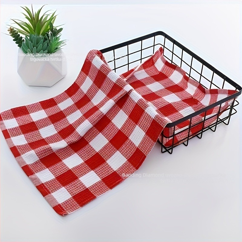 Kuhinjske krpe od 100% pamuka, karirani waffle uzorak, apsorbirajuće za sušenje lonaca i zdjela