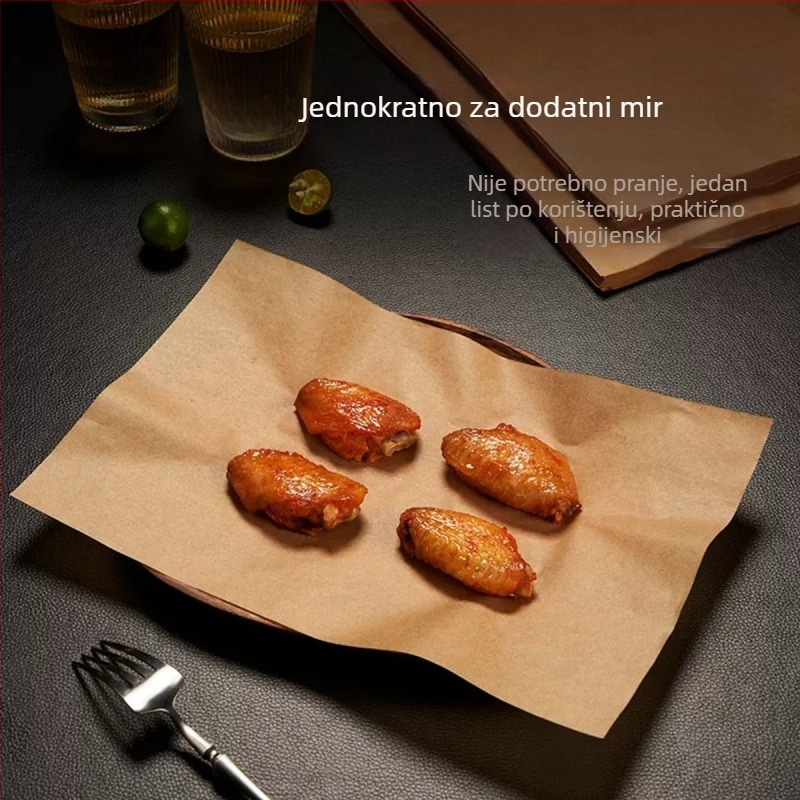 Cheyu pravokutni papir za pečenje s silikonskim premazom, jednokratna podloga za roštilj, 40 g/m²