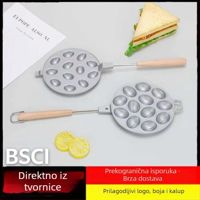 Ovalni kalup za kolače s 12/16 rupa, aluminijska legura, tava za vafle za plinski štednjak