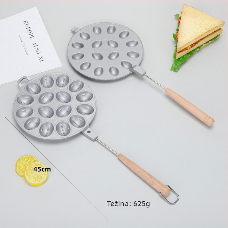 Ovalni kalup za kolače s 12/16 rupa, aluminijska legura, tava za vafle za plinski štednjak