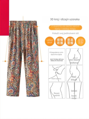 Ice-Silk široke hlače, visoki struk, cropped dužina, tkanina s više od 95% poliestera