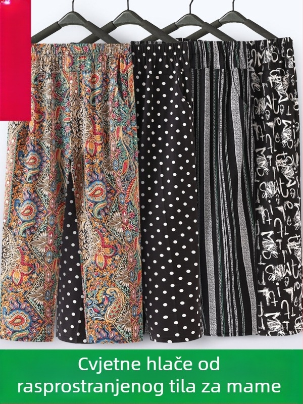 Ice-Silk široke hlače, visoki struk, cropped dužina, tkanina s više od 95% poliestera