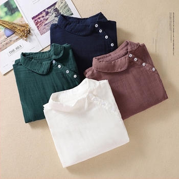 Košulja s dugim rukavima u japanskom stilu, pamuk, slobodan kroj, detalji šavova