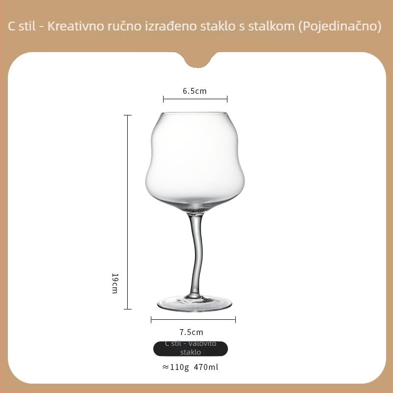 Vinska čaša Macaron stila s oblikom zmije i siluetom inspiriranim oblacima (kristalni materijal; težina 120 g; 1 kom)