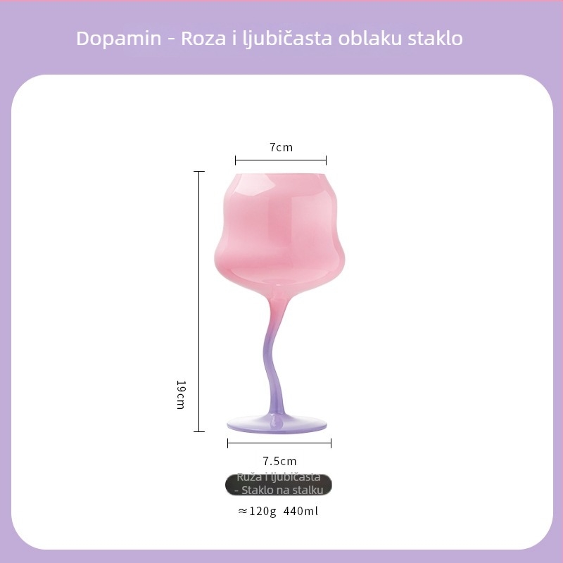 Vinska čaša Macaron stila s oblikom zmije i siluetom inspiriranim oblacima (kristalni materijal; težina 120 g; 1 kom)