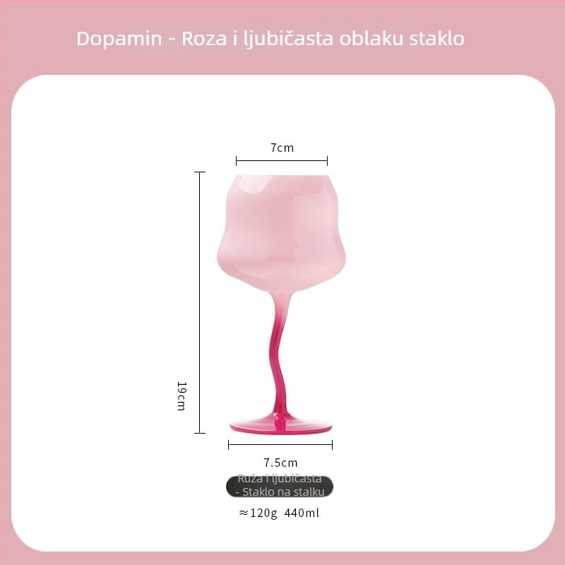 Vinska čaša Macaron stila s oblikom zmije i siluetom inspiriranim oblacima (kristalni materijal; težina 120 g; 1 kom)