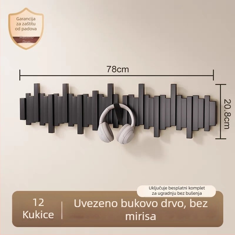 Držač za kapute u stilu klavirske tipke, zidni, bez bušenja, podrijetlo Zhejiang, model B01