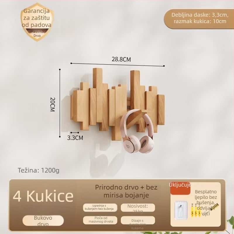 Držač za kapute u stilu klavirske tipke, zidni, bez bušenja, podrijetlo Zhejiang, model B01