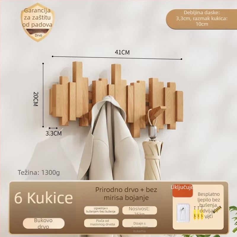 Držač za kapute u stilu klavirske tipke, zidni, bez bušenja, podrijetlo Zhejiang, model B01