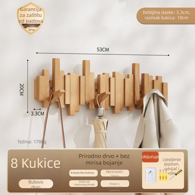 Držač za kapute u stilu klavirske tipke, zidni, bez bušenja, podrijetlo Zhejiang, model B01