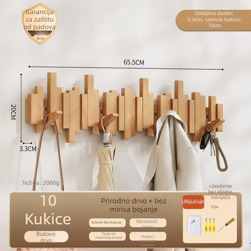 Držač za kapute u stilu klavirske tipke, zidni, bez bušenja, podrijetlo Zhejiang, model B01