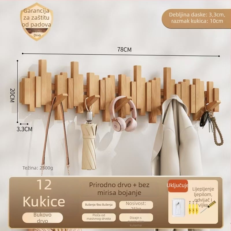 Držač za kapute u stilu klavirske tipke, zidni, bez bušenja, podrijetlo Zhejiang, model B01