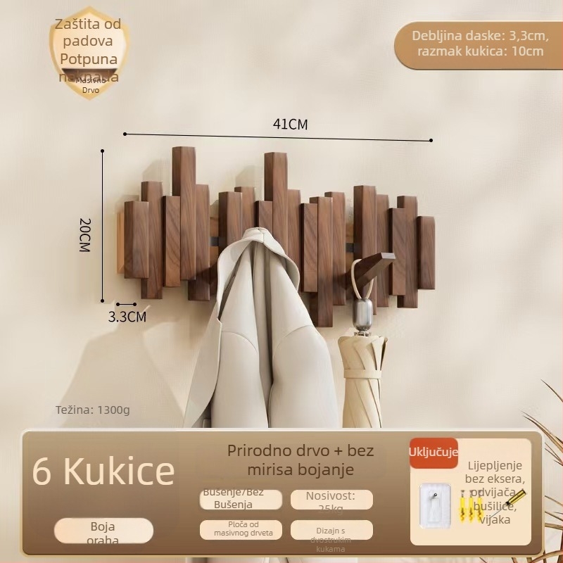 Držač za kapute u stilu klavirske tipke, zidni, bez bušenja, podrijetlo Zhejiang, model B01