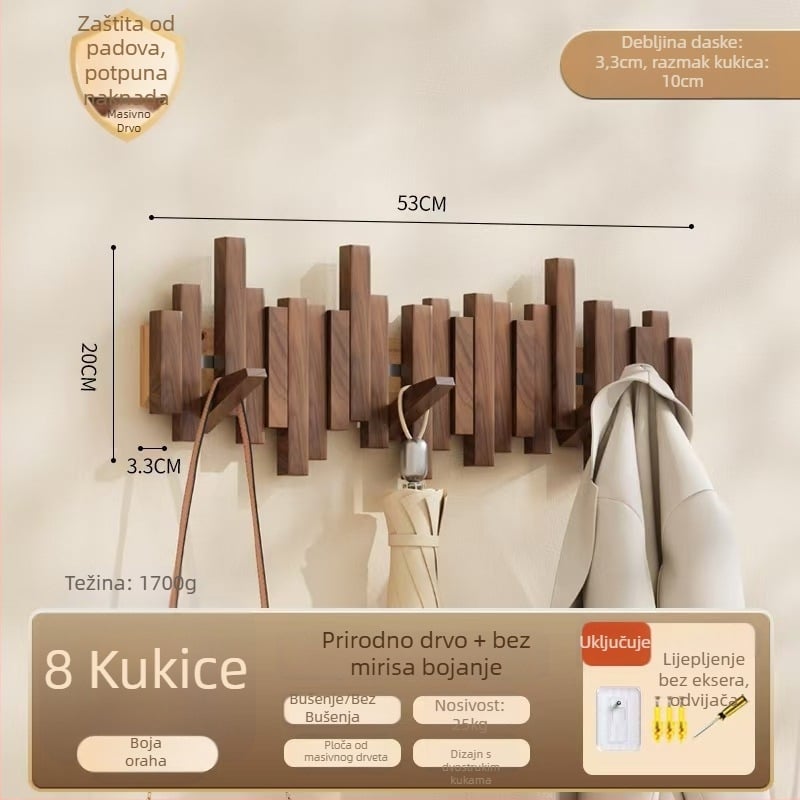 Držač za kapute u stilu klavirske tipke, zidni, bez bušenja, podrijetlo Zhejiang, model B01