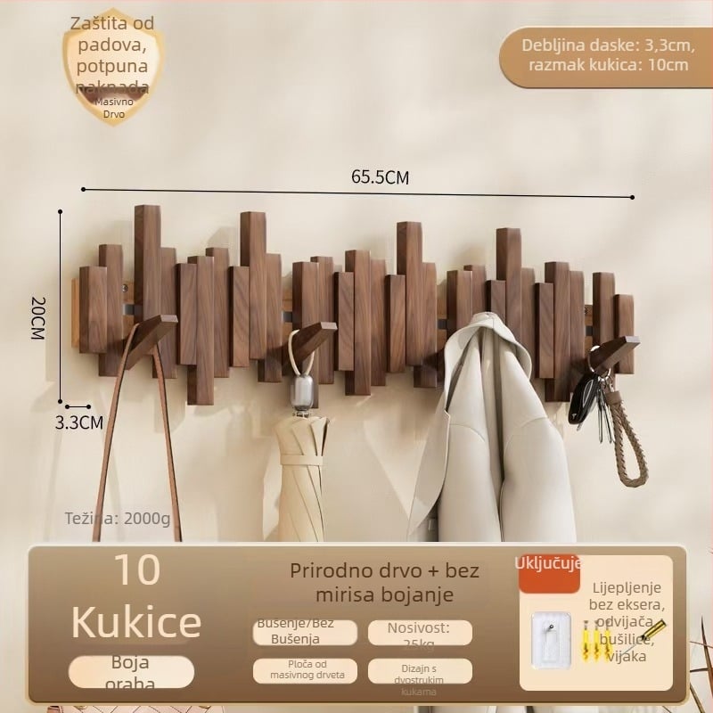 Držač za kapute u stilu klavirske tipke, zidni, bez bušenja, podrijetlo Zhejiang, model B01