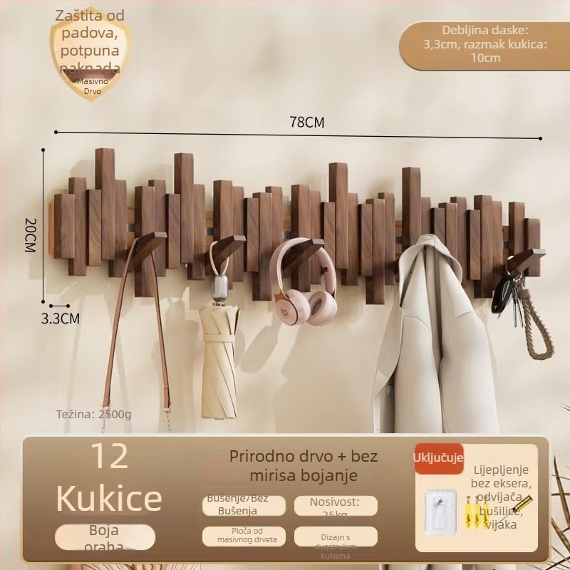 Držač za kapute u stilu klavirske tipke, zidni, bez bušenja, podrijetlo Zhejiang, model B01