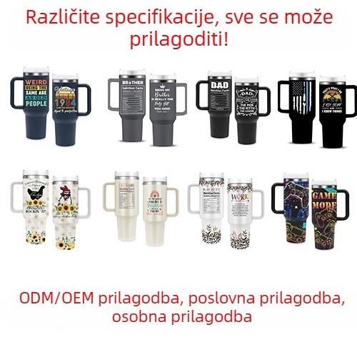 Termos šalice s držačem za automobil - unutarnji spremnik od nehrđajućeg čelika 316; vanjski dio od nehrđajućeg čelika 304 - izolacija 6-12 sati