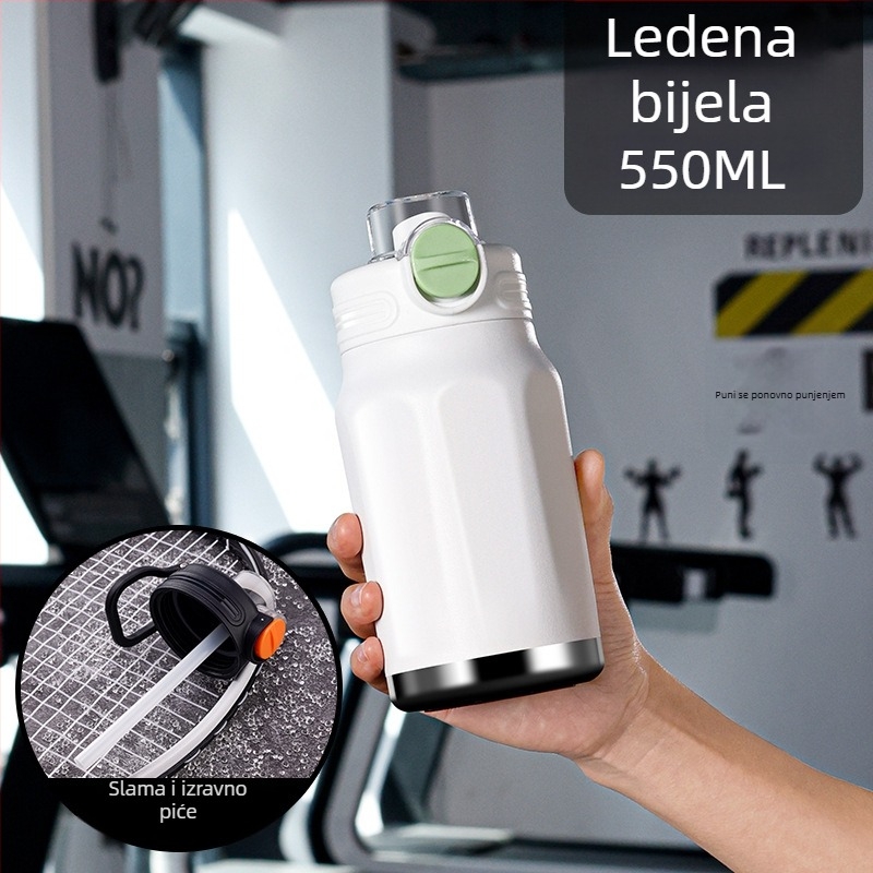 Termos šalica velike kapacitete, unutarnja posuda od 316 nehrđajućeg čelika, vanjska ovojnica od 201 nehrđajućeg čelika, izolacija 6–12 sati, otisak logotipa