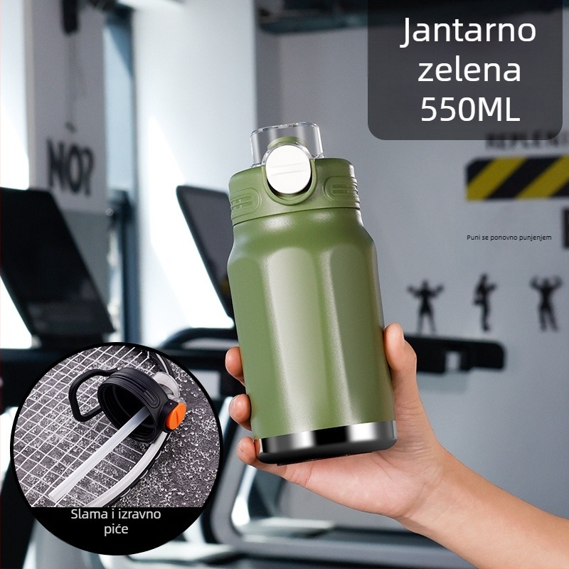 Termos šalica velike kapacitete, unutarnja posuda od 316 nehrđajućeg čelika, vanjska ovojnica od 201 nehrđajućeg čelika, izolacija 6–12 sati, otisak logotipa