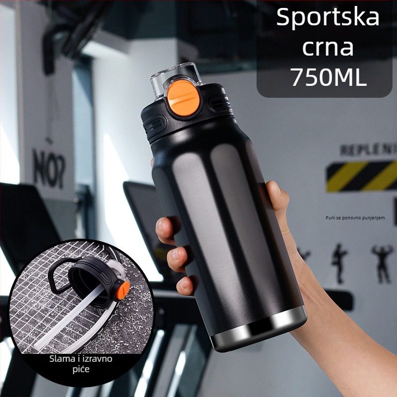 Termos šalica velike kapacitete, unutarnja posuda od 316 nehrđajućeg čelika, vanjska ovojnica od 201 nehrđajućeg čelika, izolacija 6–12 sati, otisak logotipa