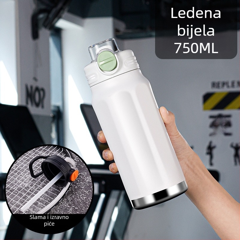 Termos šalica velike kapacitete, unutarnja posuda od 316 nehrđajućeg čelika, vanjska ovojnica od 201 nehrđajućeg čelika, izolacija 6–12 sati, otisak logotipa