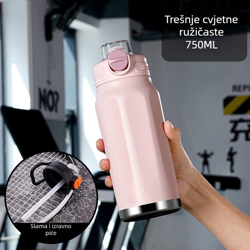 Termos šalica velike kapacitete, unutarnja posuda od 316 nehrđajućeg čelika, vanjska ovojnica od 201 nehrđajućeg čelika, izolacija 6–12 sati, otisak logotipa