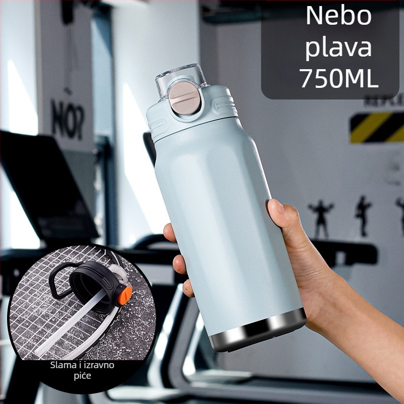 Termos šalica velike kapacitete, unutarnja posuda od 316 nehrđajućeg čelika, vanjska ovojnica od 201 nehrđajućeg čelika, izolacija 6–12 sati, otisak logotipa