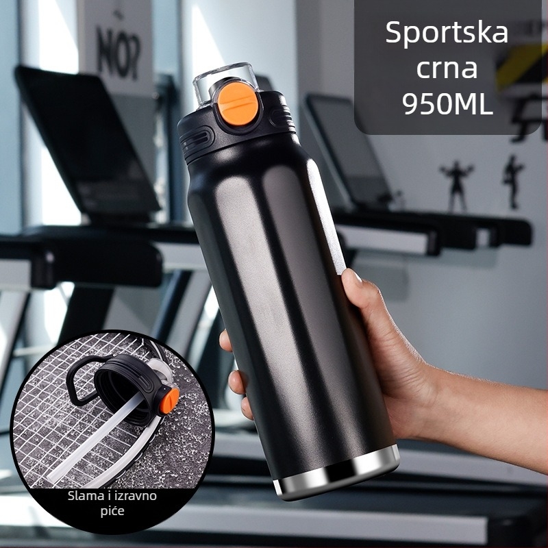 Termos šalica velike kapacitete, unutarnja posuda od 316 nehrđajućeg čelika, vanjska ovojnica od 201 nehrđajućeg čelika, izolacija 6–12 sati, otisak logotipa