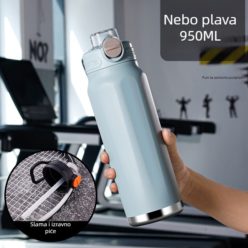 Termos šalica velike kapacitete, unutarnja posuda od 316 nehrđajućeg čelika, vanjska ovojnica od 201 nehrđajućeg čelika, izolacija 6–12 sati, otisak logotipa